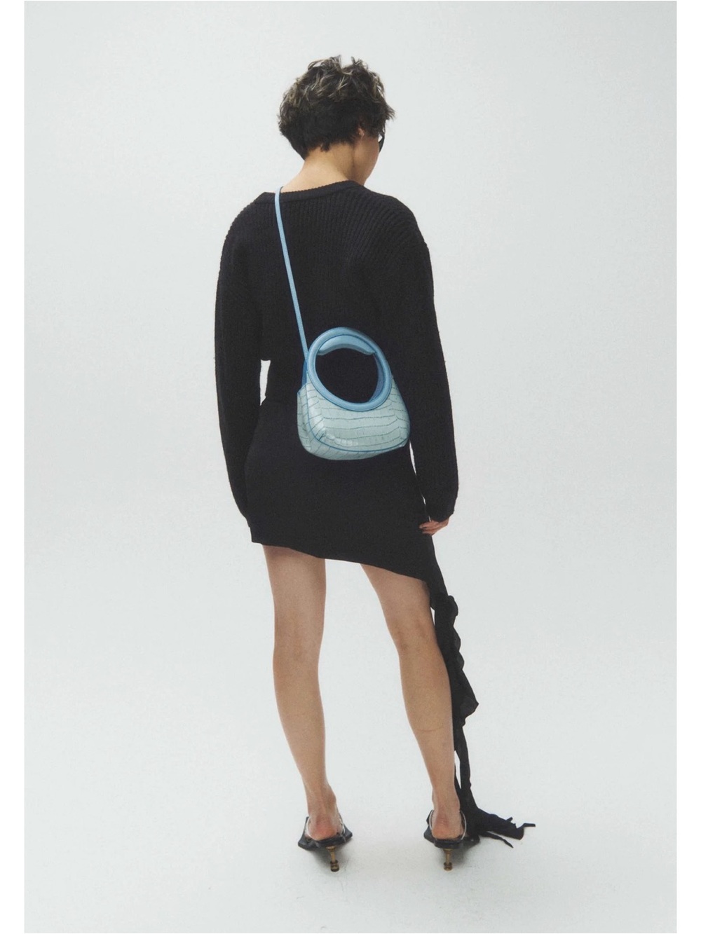 HANWEN STUDIOS Blue Croc-Embossed Nino Crossbody Clutch Purse